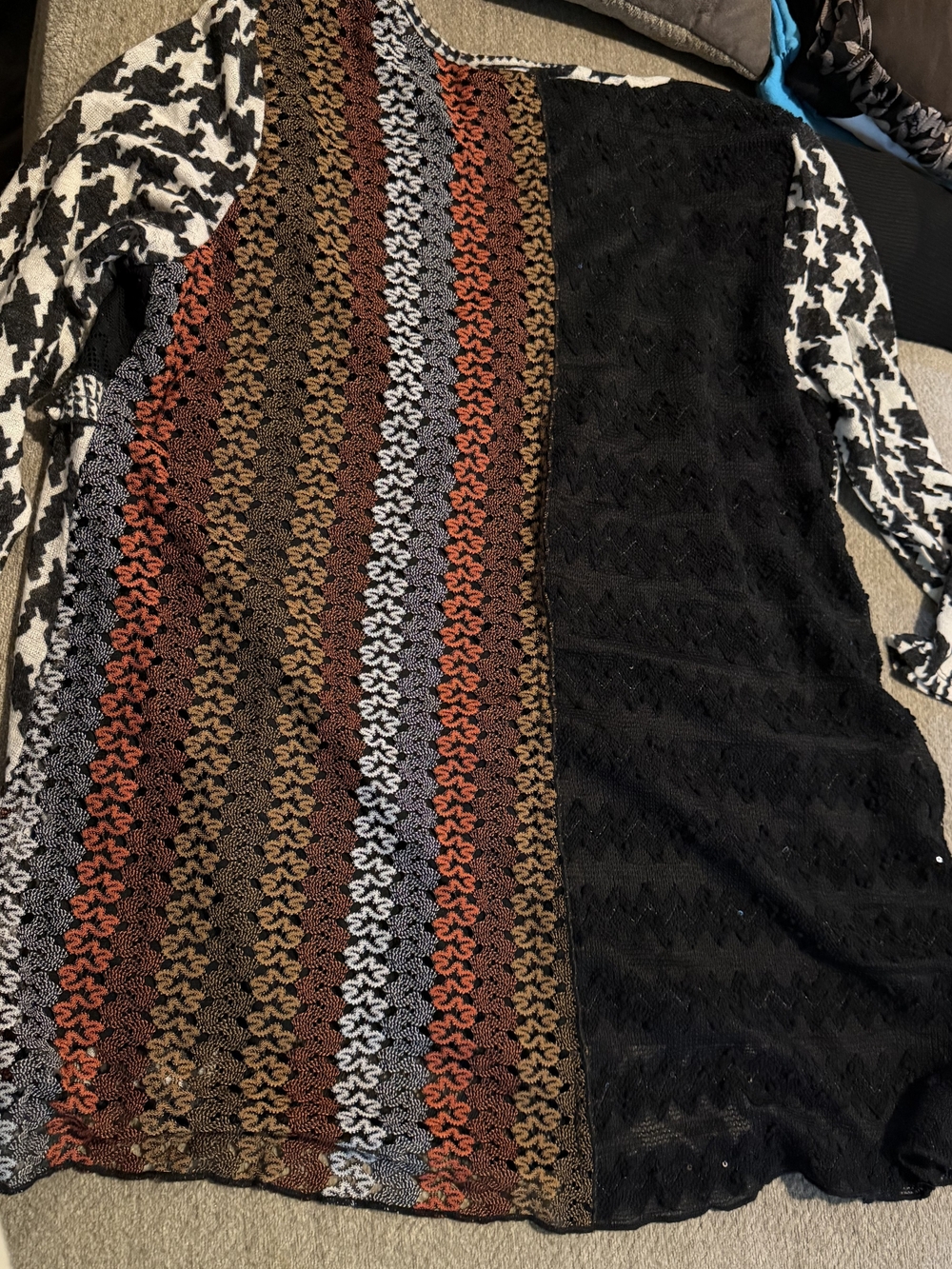 Ali Miles Mixed Media Patchwork Tunic Top Large